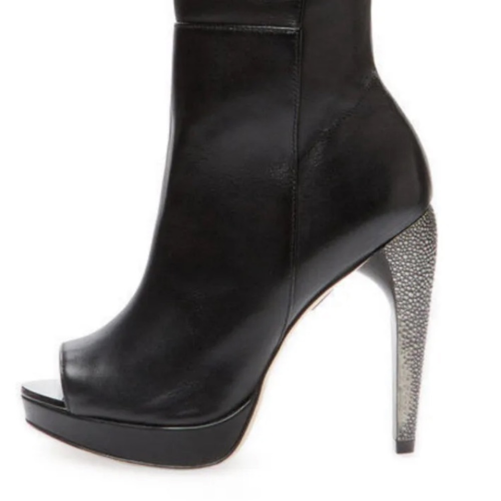 Herve Leger Thigh High Platform Heel Siren Boots Women’s 10 Black Leather New - Picture 13 of 13